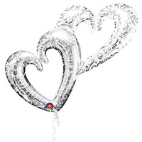 Folieballon Liefde interlocking hearts zilver Folieballon Liefde interlocking hearts zilver