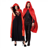 Cape dawn imitatie fluweel rood met capuchon Cape dawn imitatie fluweel rood met capuchon