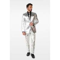 Opposuits Carnavalskleding Heren Shiny Silver 3-delig Opposuits Carnavalskleding Heren Shiny Silver 3-delig