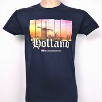 T-shirt Blauw - Holland Plaatje Molen - Katoen - Heren