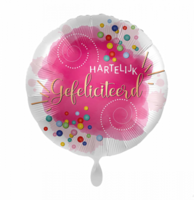 Folieballon Hartelijk gefeliciteerd Confetti Fuchsia 43 cm Folieballon Hartelijk gefeliciteerd Confetti Fuchsia 43 cm