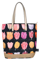 Schoudertas Zwart - Tulpen Kleurrijk - Katoen - Souvenir