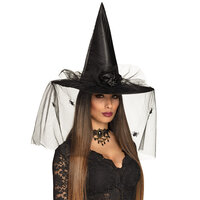Heksenhoed - Met Tule en Spinnen - Volwassenen