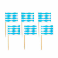 Oktoberfest Cocktailprikkers - Blauw-Wit - 50 stuks