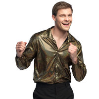 Shirt Shiny Goud - Goud en Fout - Disco Shirt - Volwassenen Shirt Shiny Goud - Goud en Fout - Disco Shirt - Volwassenen