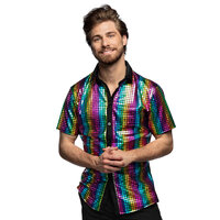 Disco Shirt Diamond - Jaren 80 - Regenboog Disco Shirt Diamond - Jaren 80 - Regenboog