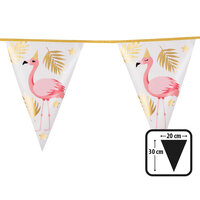 Hawaii Vlaggenlijn - Flamingo Party - Goud-Wit - 4 meter Hawaii Vlaggenlijn - Flamingo Party - Goud-Wit - 4 meter
