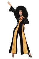 Catsuit Disco Zwart-Goud - Disco Diva Chaka Khan - Dames