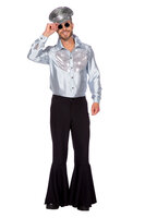 Disco Blouse Pailletten Zilver - Jaren 80 & 90 - Heren Disco Blouse Pailletten Zilver - Jaren 80 & 90 - Heren