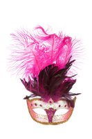 Venetiaans Masker - Goud met Roze Veer - Gala Masker