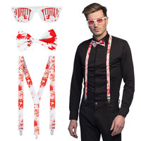 Accessoireset Bloody 3-delig - Bril - Bretel - Strikje Accessoireset Bloody 3-delig - Bril - Bretel - Strikje