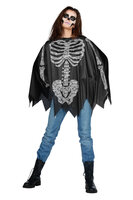 Skelet Poncho Zwart-Wit - Volwassenen Skelet Poncho Zwart-Wit - Volwassenen