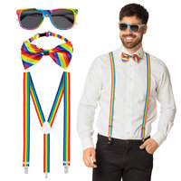 Accessoireset Regenboog 3-delig - Bril - Bretel - Strikje Accessoireset Regenboog 3-delig - Bril - Bretel - Strikje