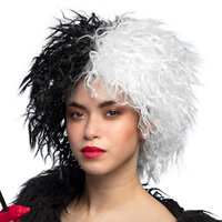 Dames Pruik - Cruella Zwart-Wit - Volwassenen Dames Pruik - Cruella Zwart-Wit - Volwassenen