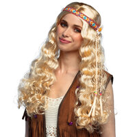 Dames Pruik - Hippie Met Haarband - Jaren 70 & 80 Flower Power Dames Pruik - Hippie Met Haarband - Jaren 70 & 80 Flower Power