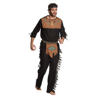 Indiaan Noble-Wolf Kostuum - Zwart-Bruin - Heren Indiaan Noble-Wolf Kostuum - Zwart-Bruin - Heren