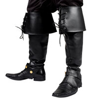 Piraten - Beenkappen Zwart Met Veters - 2 stuks Piraten - Beenkappen Zwart Met Veters - 2 stuks