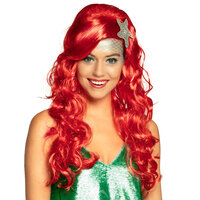 Dames Pruik Zeemeermin Sirena Rood Dames Pruik Zeemeermin Sirena Rood