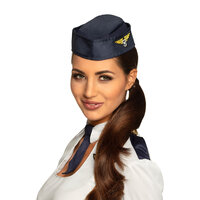 Stewardess Hoedje Blauw - Volwassenen