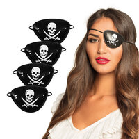 Piratenooglapjes Doodshoofdje Set - 4 stuks