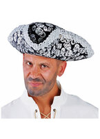 Piratenhoed Doodshoofd - Vilt Zwart-Zilver - Volwassenen Piratenhoed Doodshoofd - Vilt Zwart-Zilver - Volwassenen