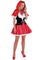 Roodkapje jurk met schortje en cape met muts