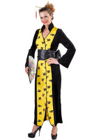 Chinese Kimono Jurk Lang - Geel - Dames 