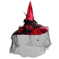 Heksenhoed - Satijn Met Tule - Rood - Volwassenen
