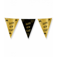 Vlaggenlijn Classy - Happy New Year - Zwart-Goud