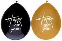 Happy New Year Ballonnen zwart-goud Happy New Year Ballonnen zwart-goud