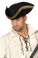 Piratenhoed - Zwart Met Goudgalon - Volwassenen Piratenhoed - Zwart Met Goudgalon - Volwassenen