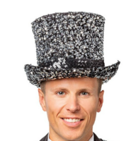 Hoge Hoed Pailletten - Zilver Luxe