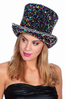 Hoge Hoed Pailletten - Regenboog Luxe Hoge Hoed Pailletten - Regenboog Luxe