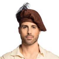 Baret Middeleeuwen - Bruin met Veer - Volwassenen