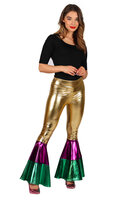 Damesbroek - Metallic Disco Goud Wijde Pijp - Kleurrijke Pijp
