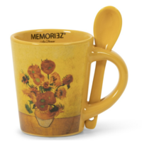 Koffie Mok met Lepel - Espresso Mug - Sunflower - 75 ml