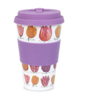 Koffie Mok - Beker To Go - Tulpen - Wit-Roze