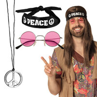 Hippie Set - Hoofdband - Ketting - Bril - Jaren 60 & 70 Hippie Hippie Set - Hoofdband - Ketting - Bril - Jaren 60 & 70 Hippie