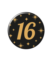 Button Classy - 16 jaar - Zwart-Goud