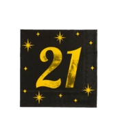 Servetten Classy - 21 jaar - Zwart-Goud - 16 stuks