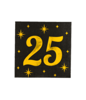 Servetten Classy - 25 jaar - Zwart-Goud - 16 stuks