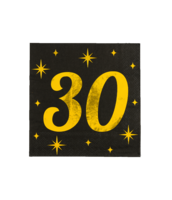 Servetten Classy - 30 jaar - Zwart-Goud - 16 stuks