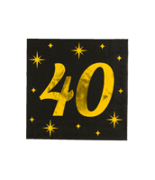 Servetten Classy - 40 jaar - Zwart-Goud - 16 stuks