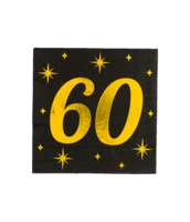 Servetten Classy - 60 jaar - Zwart-Goud - 16 stuks Servetten Classy - 60 jaar - Zwart-Goud - 16 stuks