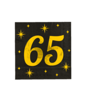 Servetten Classy - 65 jaar - Zwart-Goud - 16 stuks