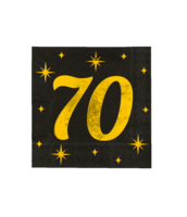 Servetten Classy - 70 jaar - Zwart-Goud - 16 stuks