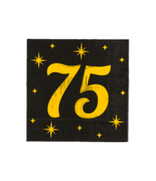 Servetten Classy - 75 jaar - Zwart-Goud - 16 stuks Servetten Classy - 75 jaar - Zwart-Goud - 16 stuks