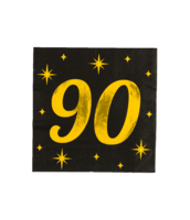 Servetten Classy - 90 jaar - Zwart-Goud - 16 stuks
