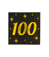 Servetten Classy - 100 jaar - Zwart-Goud - 16 stuks