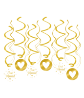 Huwelijk Swirl Just Married Goud-Wit